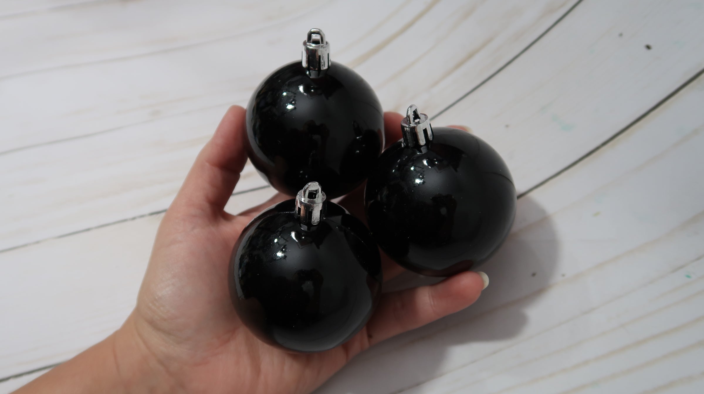 Black, shiny, Christmas ornament balls, dot mandala blank image 1