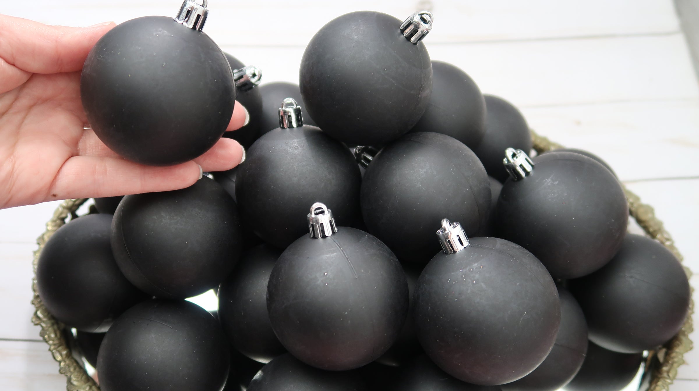 Black, matte, Christmas ornament balls, dot mandala blank image 3