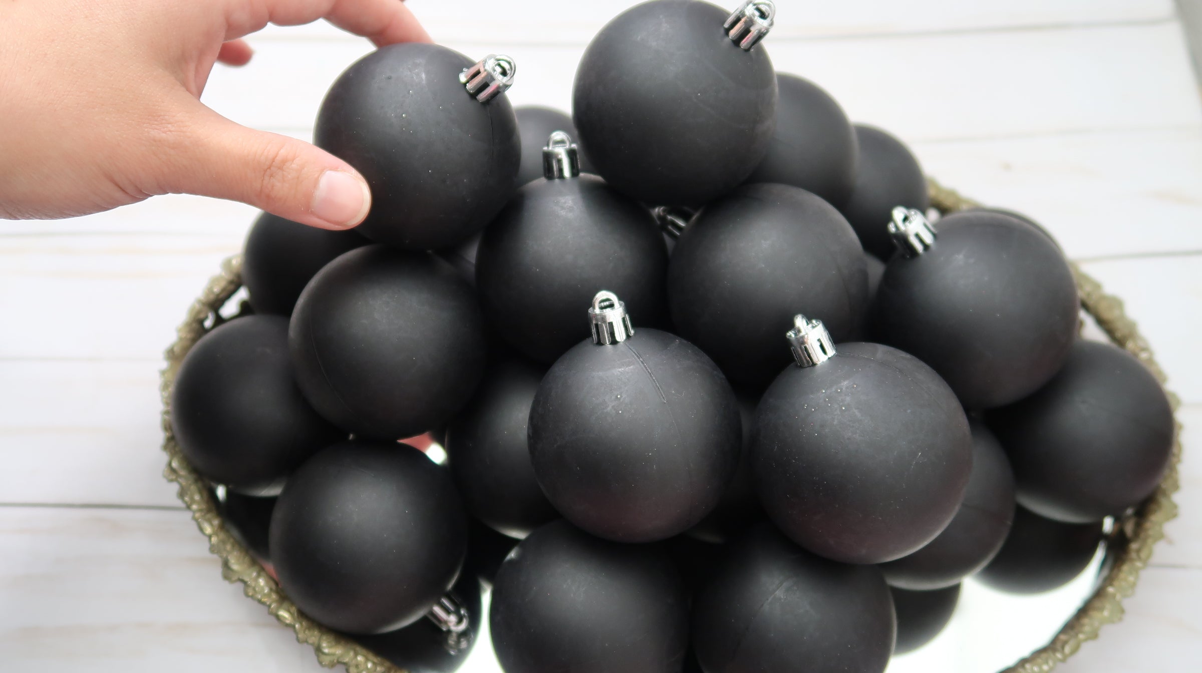 Black, matte, Christmas ornament balls, dot mandala blank image 0