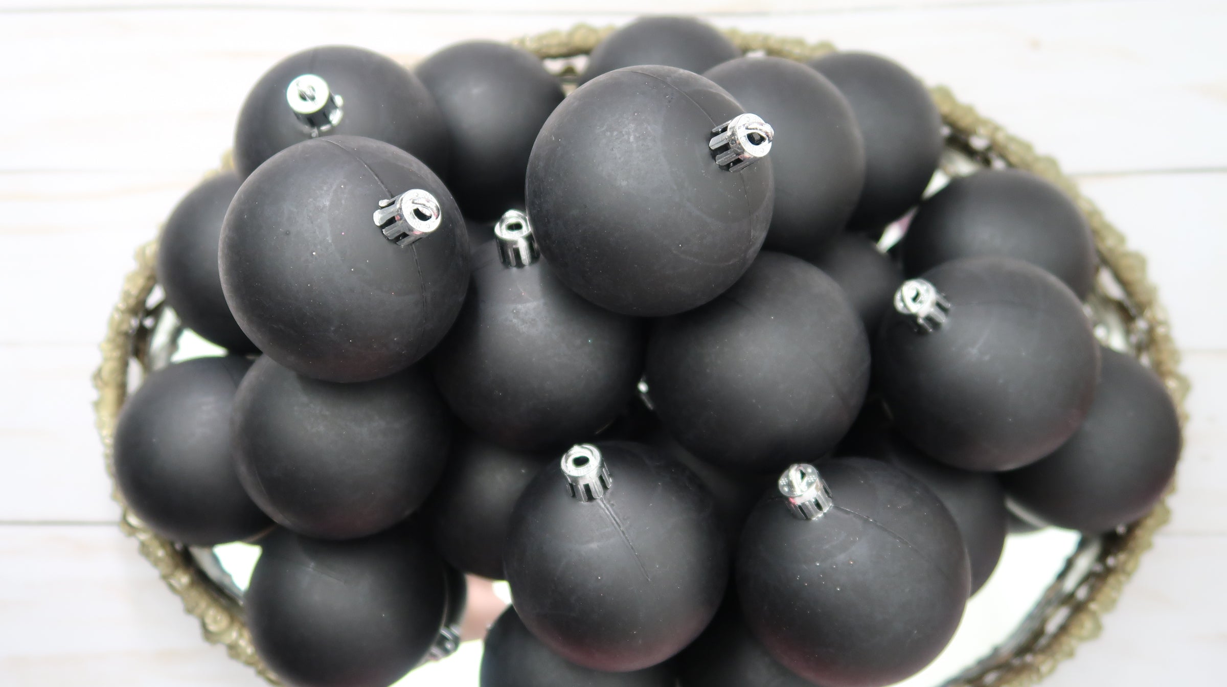 Black, matte, Christmas ornament balls, dot mandala blank image 1
