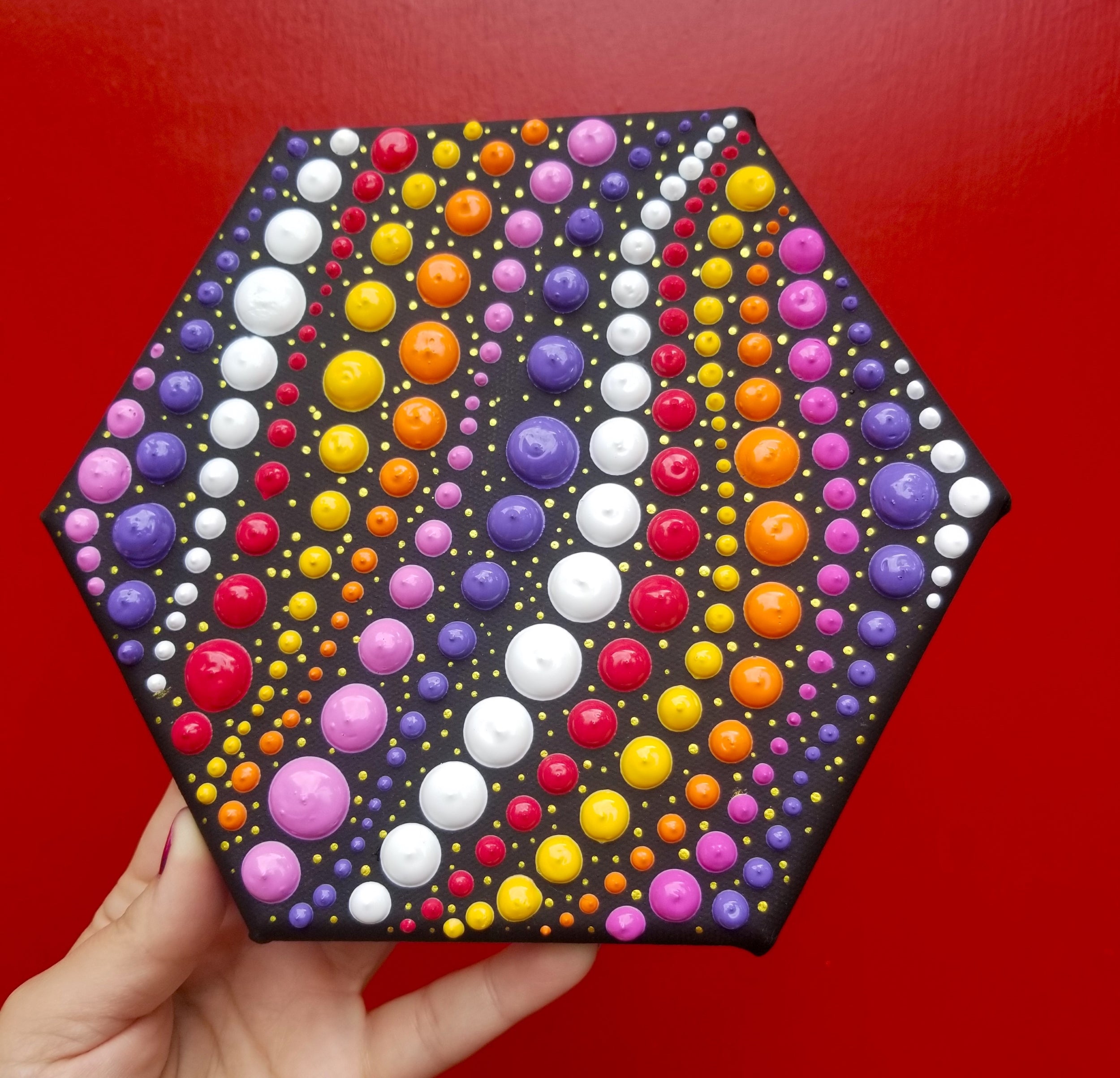 Jumbo Dot Art Hexagon Canvas By Lydia May image 0