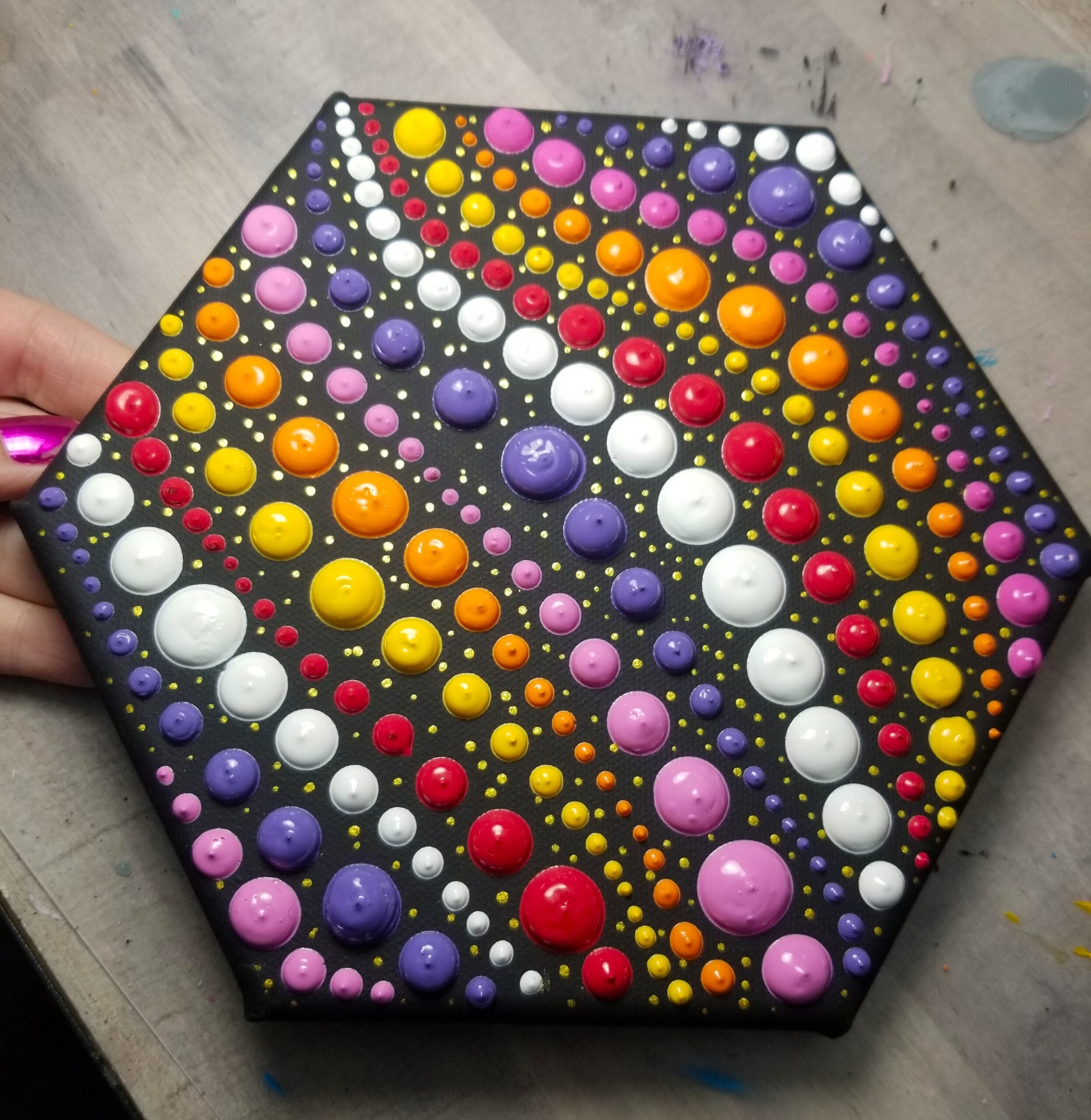 Jumbo Dot Art Hexagon Canvas By Lydia May image 3