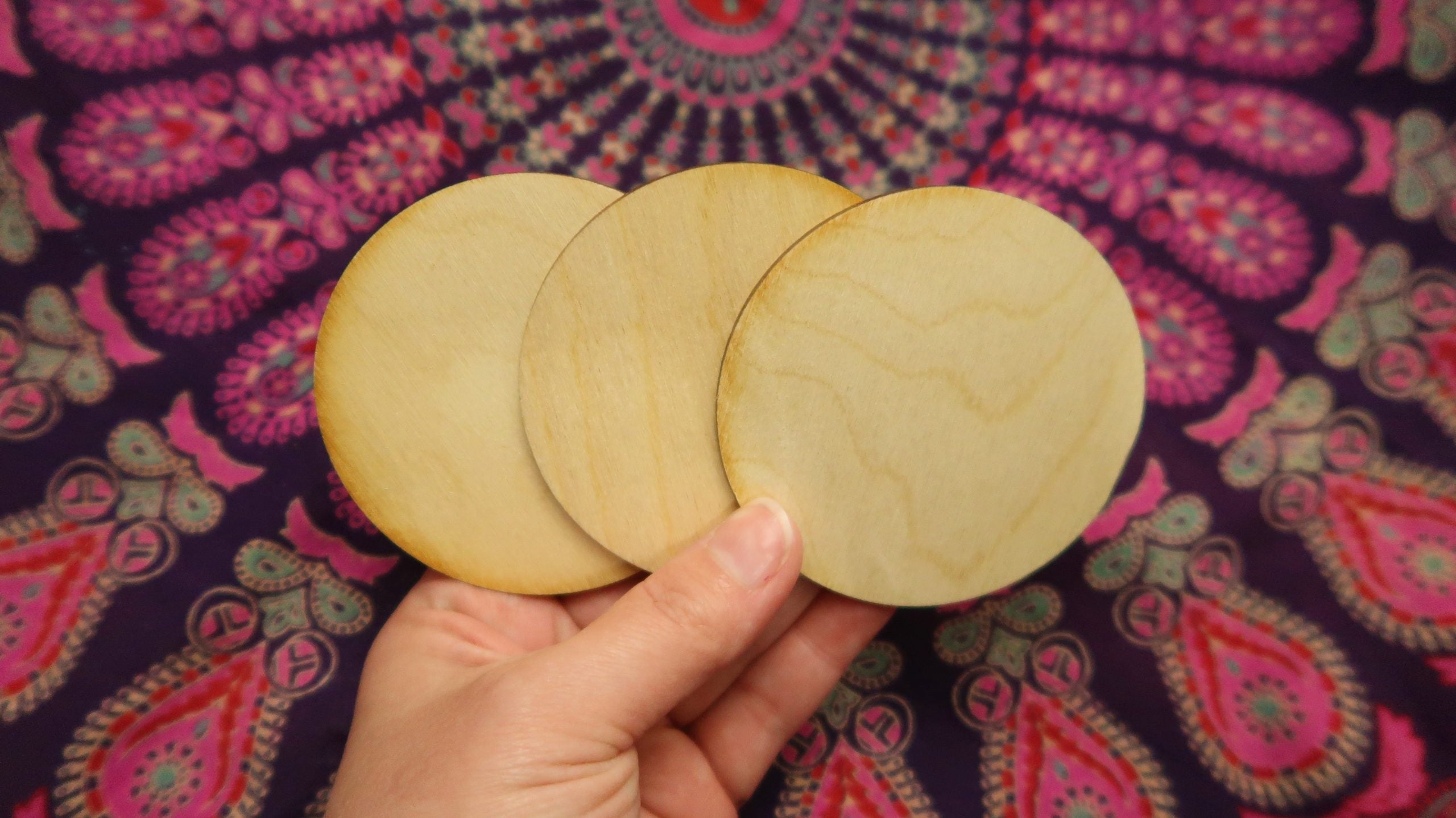 3" Wooden Disc Blanks Dot Mandala Art image 2