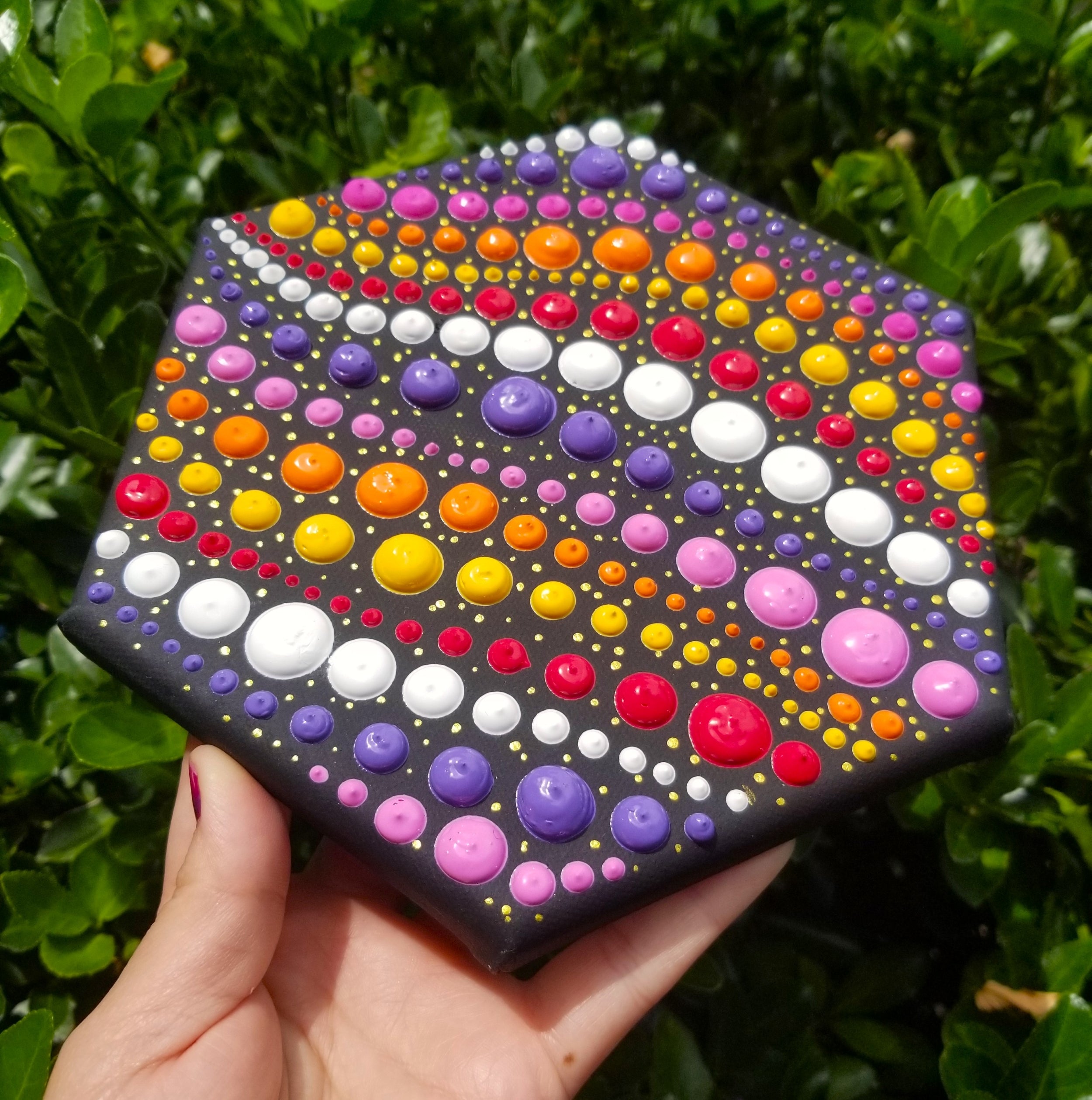Jumbo Dot Art Hexagon Canvas By Lydia May image 1