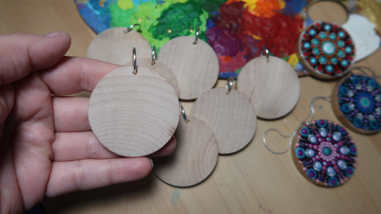 2" Blank Dot Mandala Wooden Pendant Lydia May image 2