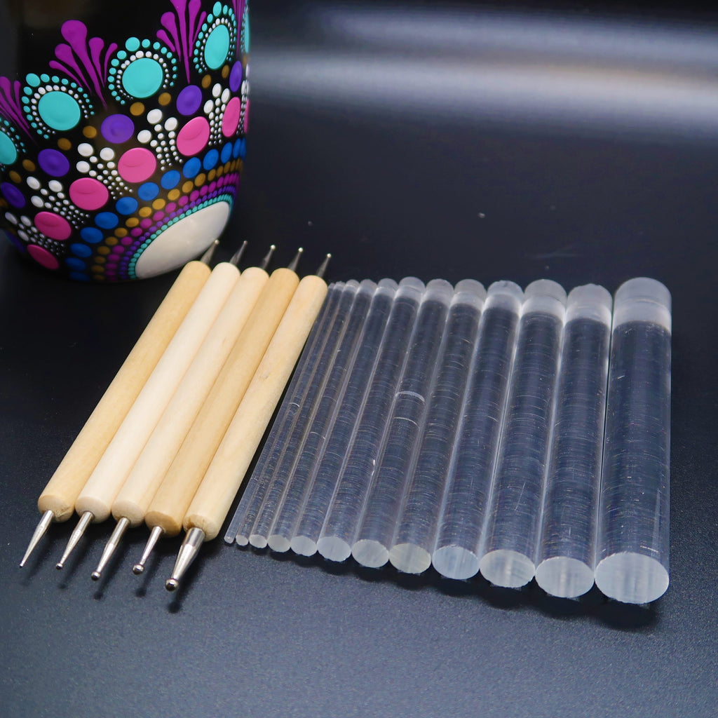 17 Piece Acrylic Rod &amp; Stylus Dotting Tool Combo Dot Mandala Lydia May image 1