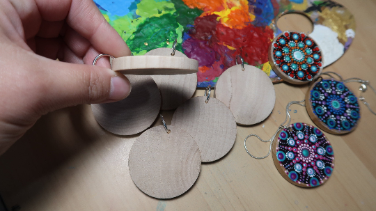 2" Blank Dot Mandala Wooden Pendant Lydia May image 1